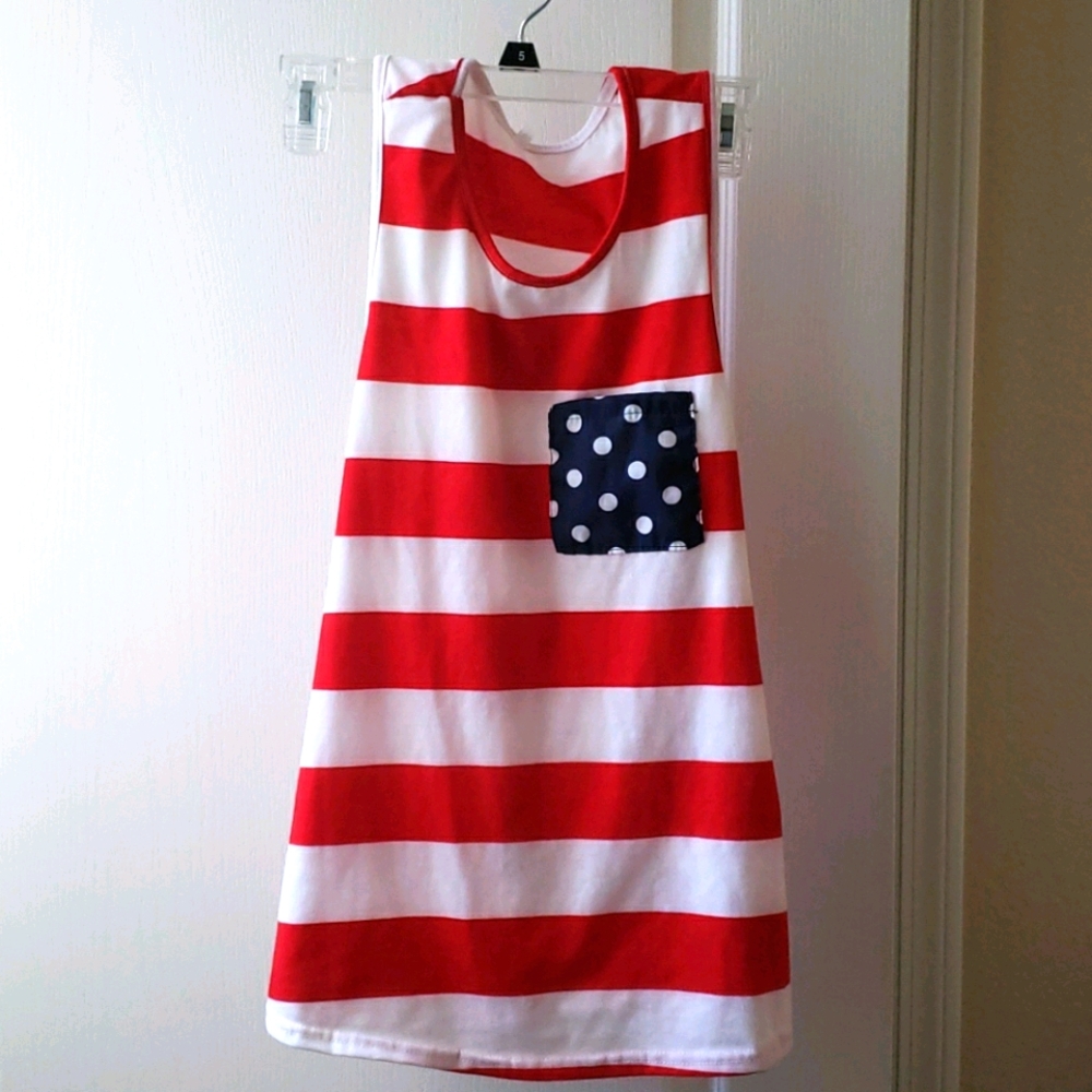 4/$15 - Red, white & blue stripe racerback tank